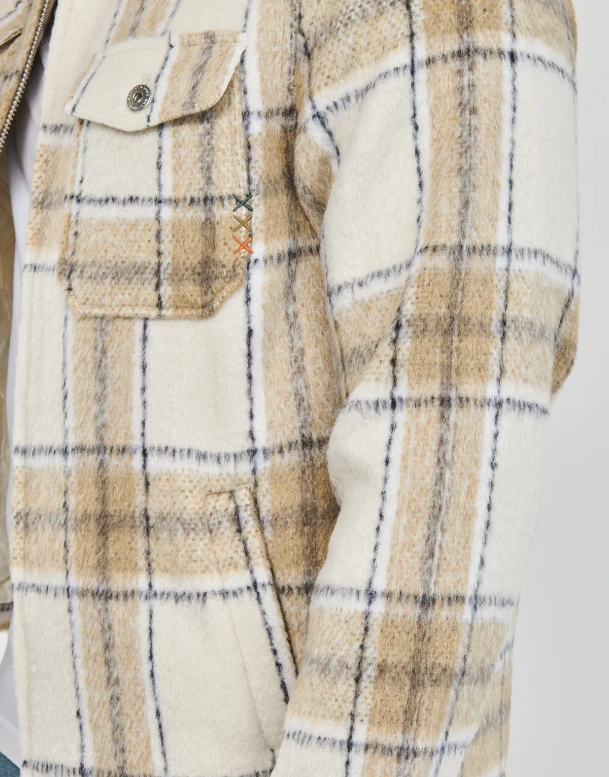 WOOLBLEND ZIPTHRU CHECK OVERSHIRT