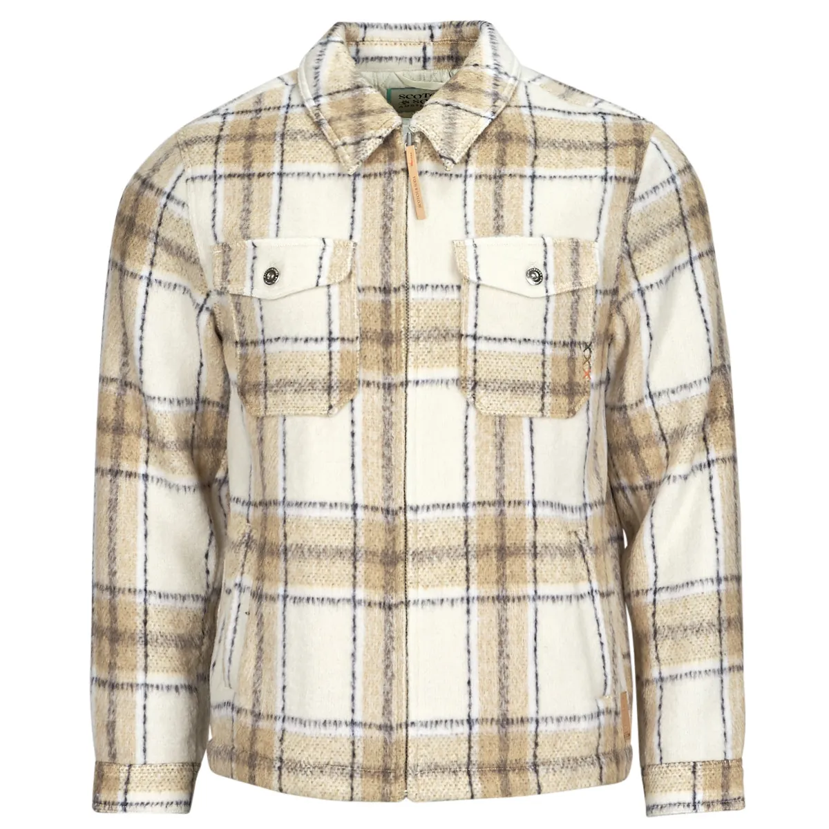WOOLBLEND ZIPTHRU CHECK OVERSHIRT