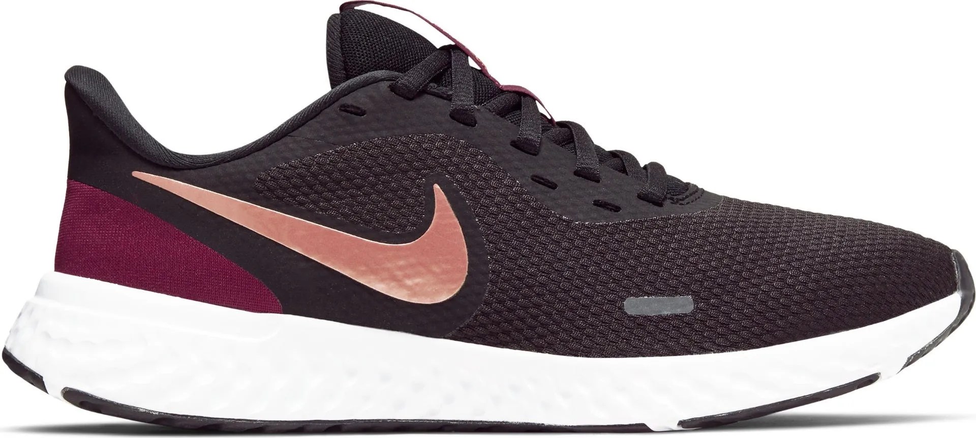 Zapatilla Running Mujer Nike Revolution 5 Negro/Burdeo