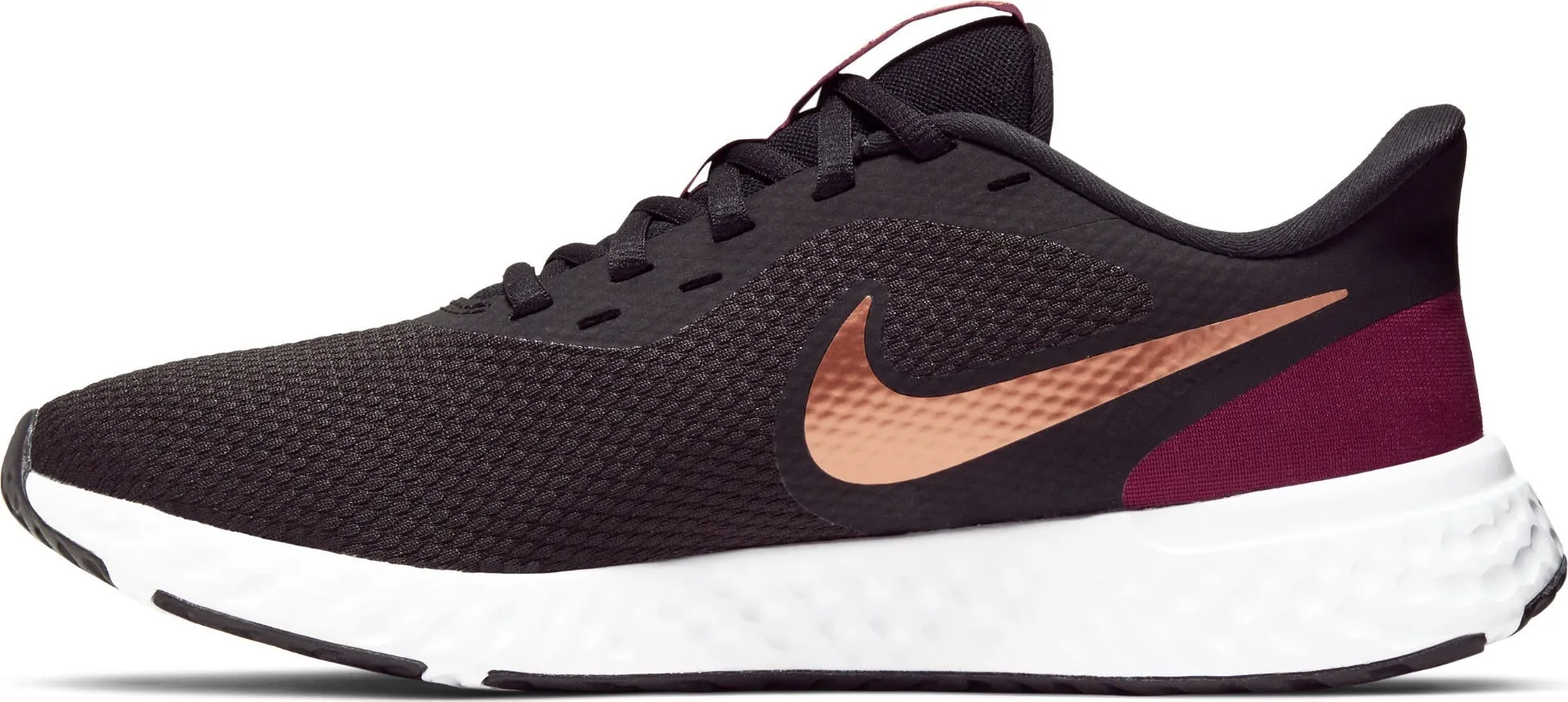 Zapatilla Running Mujer Nike Revolution 5 Negro/Burdeo