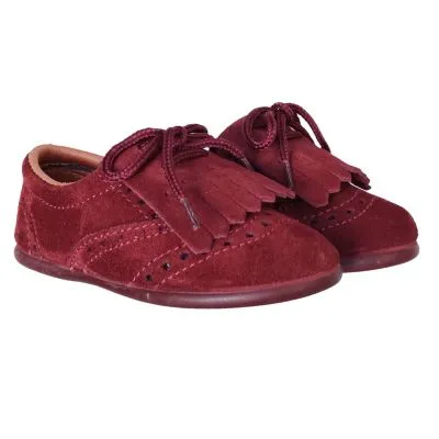 Zapato chuches flecos serraje burdeos