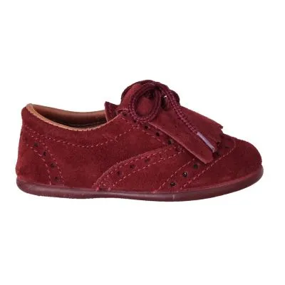 Zapato chuches flecos serraje burdeos