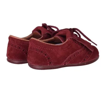 Zapato chuches flecos serraje burdeos