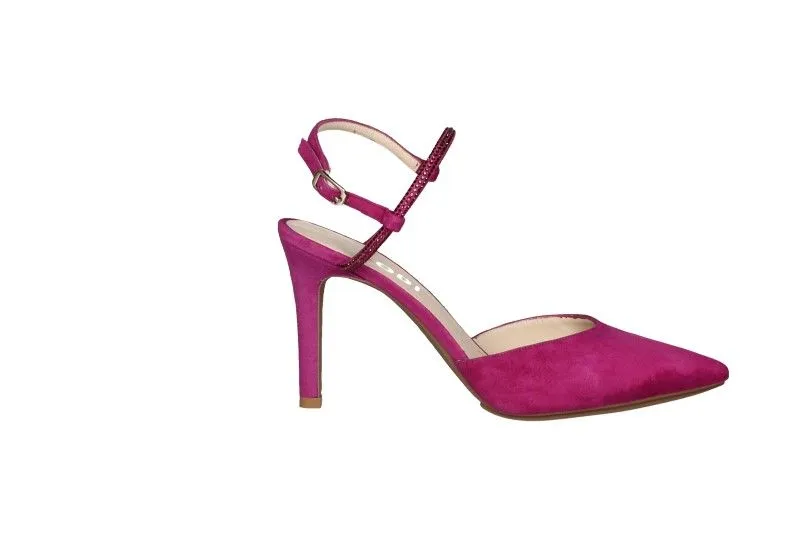 Zapato Descubierto Ante Buganvilla Tira Empeine Brillantes