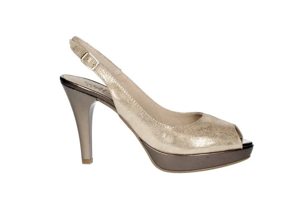 Zapato Nobuck Bronce Punta y Talon Descubierto