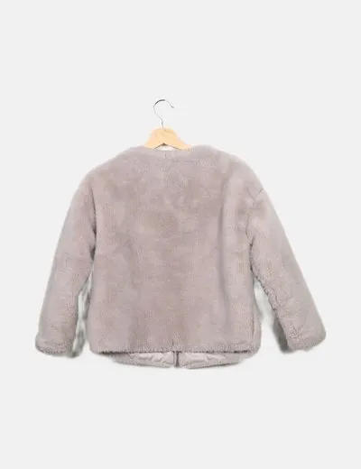 Zara Abrigo beige efecto pelo
