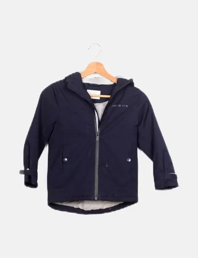 Zara Abrigo impermeable azul marino