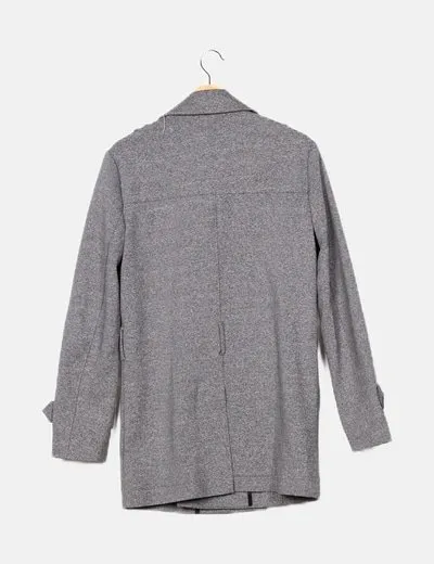Zara Abrigo largo jaspeado gris