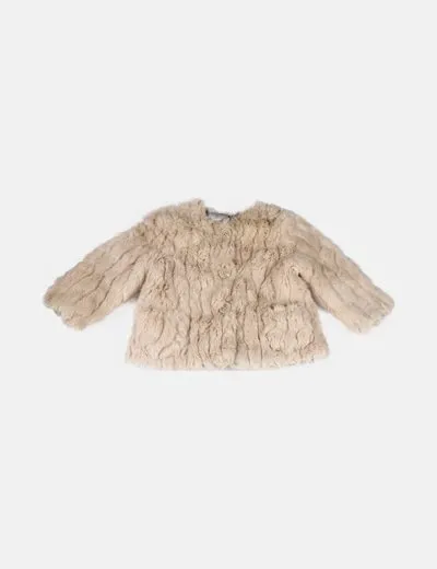 Zara Abrigo marrón de pelo