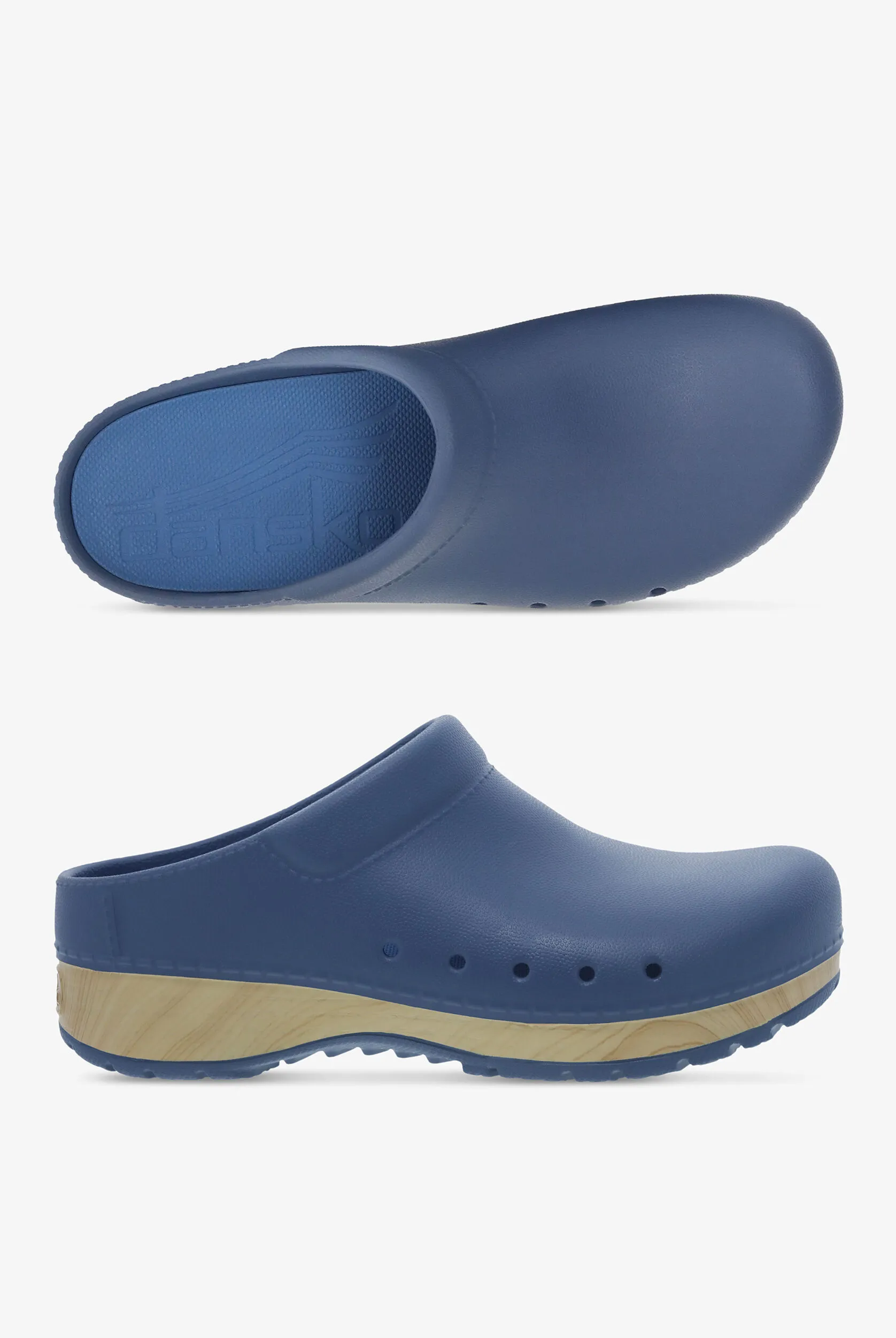 Zuecos Dansko Kane Blue con talón abierto para mujer